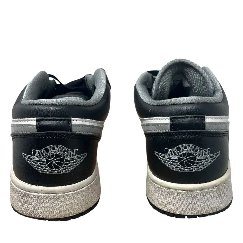 Nike Air Jordan 1 Low‎ GS Youth 6.5Y Black White Gray Leather 553560-040